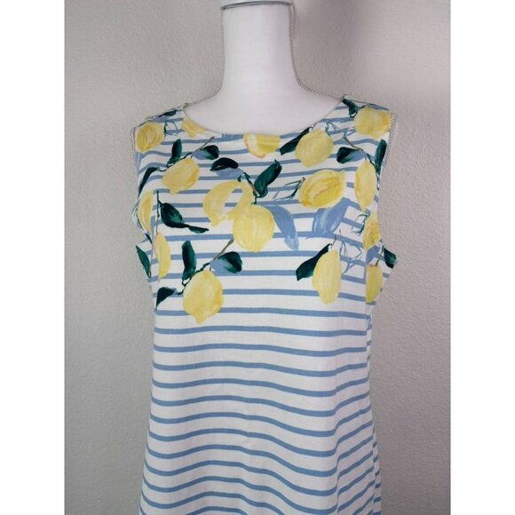 Joules women's size‎ 10 sleeveless 100% cotton lemon striped shift dress casual - Picture 2 of 8